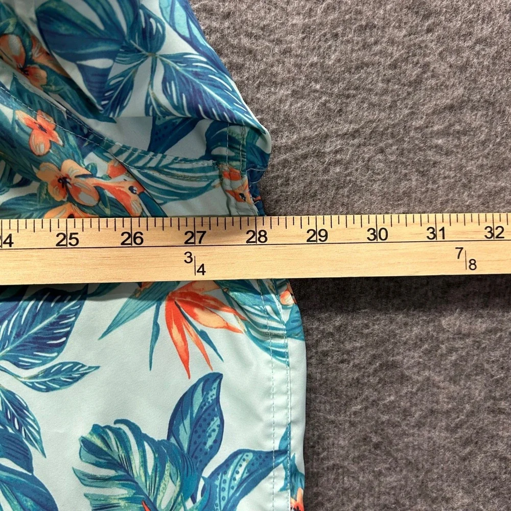 IZOD Saltwater Mens 2XLT Tropical Bird of Paradise Fishing Shirt Blue Short Slev - Picture 7 of 8